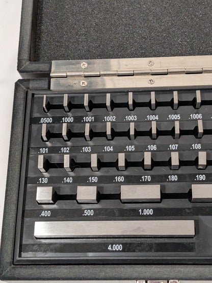 SPI Gage Block Set: 0.05 to 4'' Range, 36 Pc, Steel 30-914-6
