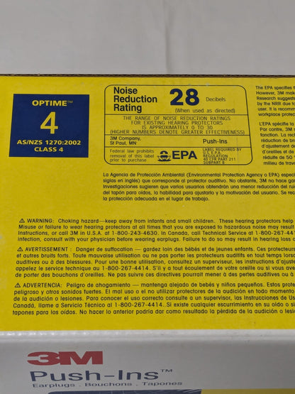 3M Earplugs 100pairs : 28 dB, Foam, Round, Push-In Stem, Corded 7000052745