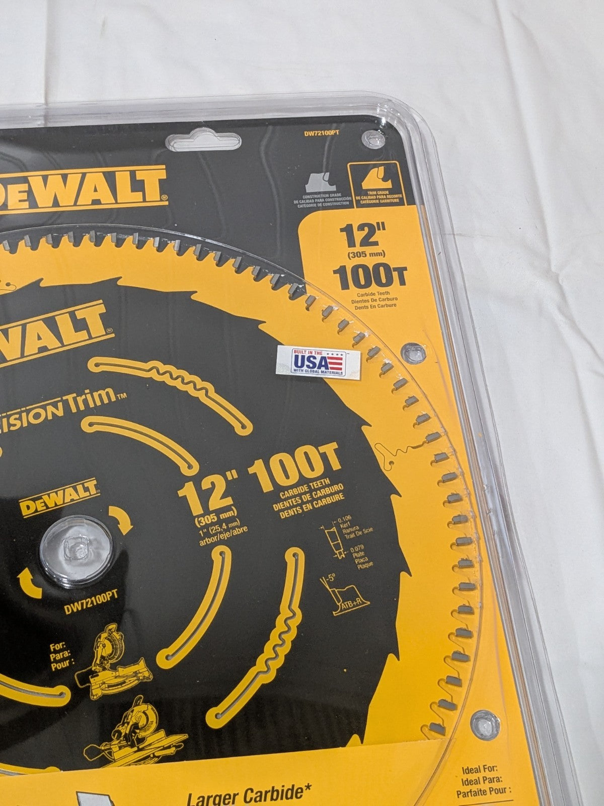 DEWALT Circular Saw Blade: 12 in Blade Dia., 100 Teeth DW72100PT