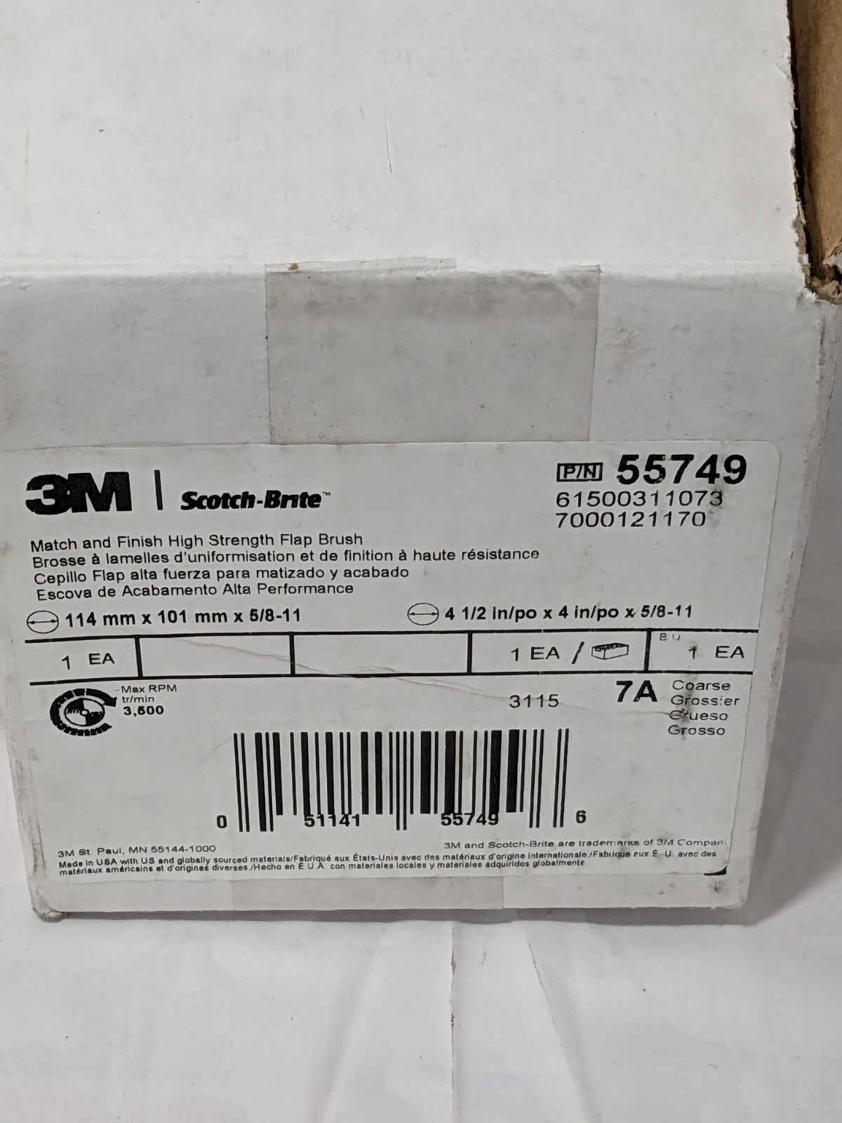3M 4-1/2 x 4" Aluminum Oxide Unmounted Flap Wheel 7000121170
