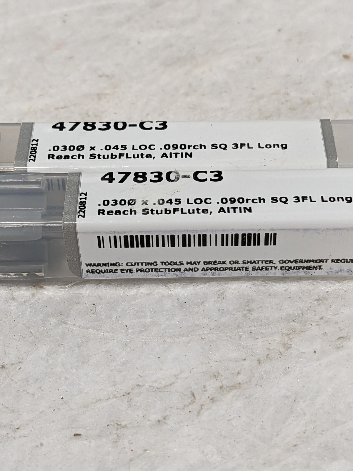HARVEY TOOL Square End Mill: 0.0300" Dia, 0.045" LOC, 3 Flute Qty 2 47830-C3