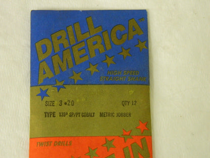 Drill America 3.2mm 135° Point  Cobalt Jobber Drill QTY 12. 01194893