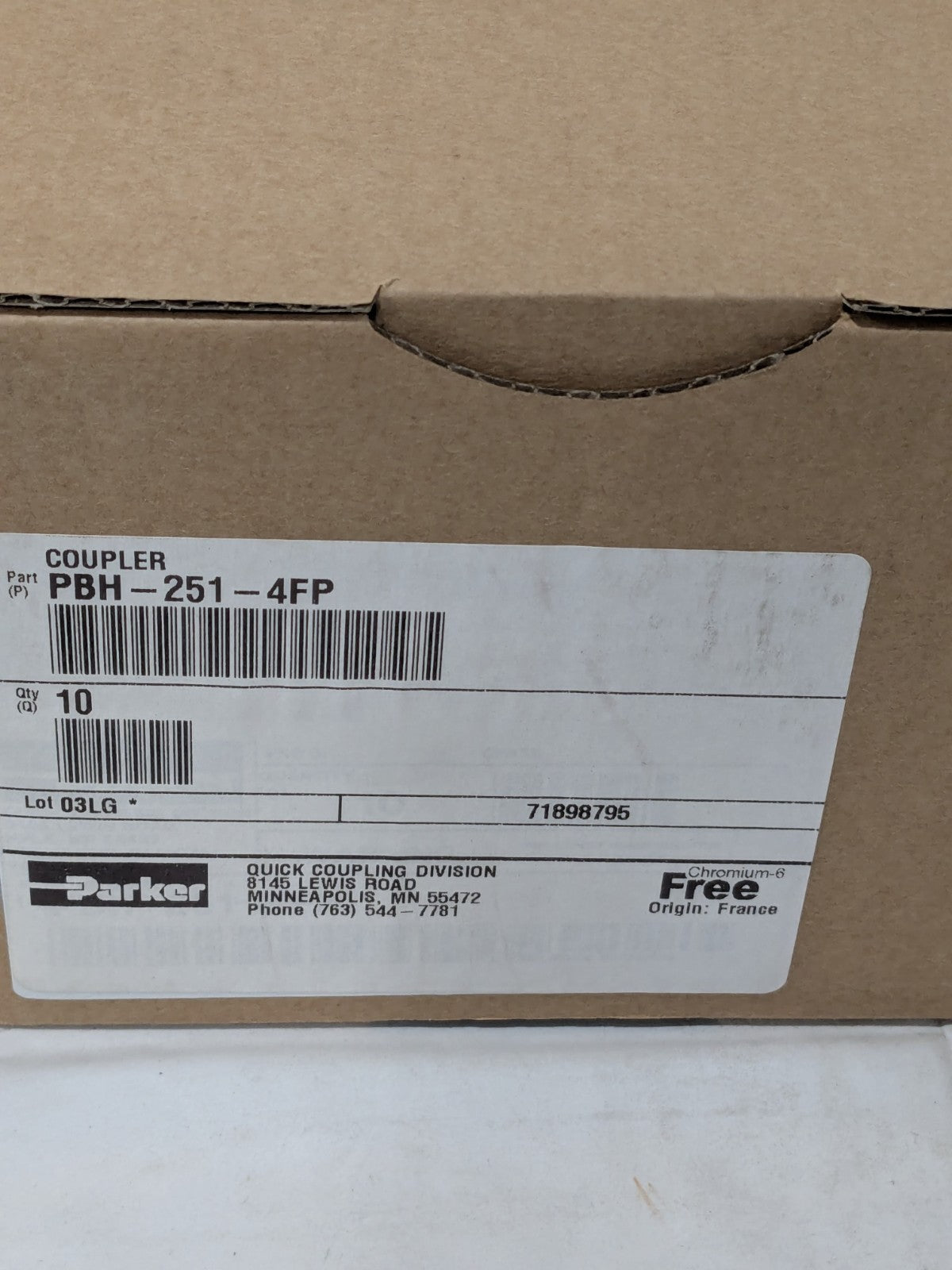 Parker Pneumatic Hose Coupling: 1/4" Thread, 1/4" Body Dia Qty 10 PBH-