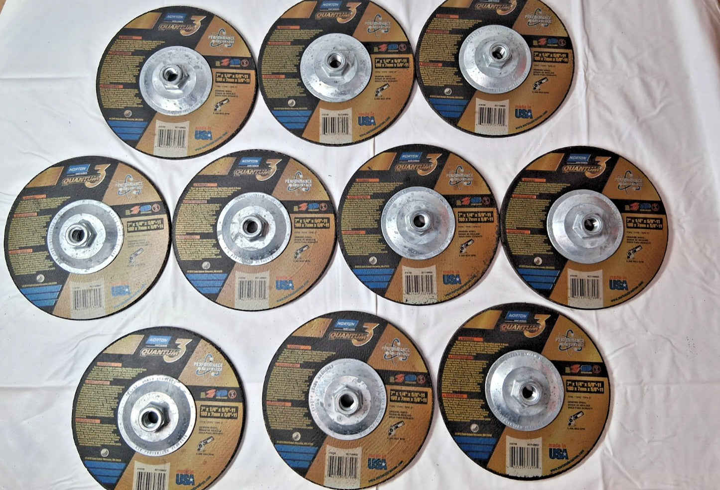 Norton Ceramic Alumina Grinding Wheel 7 in x 1/4 in x 5/8-11 T27 QTY 10 70799