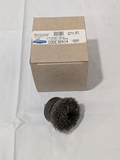 Osborn Cup Brush: 2" Dia, 0.008" Wire Dia, Stainless Steel, Crimped 0003241400