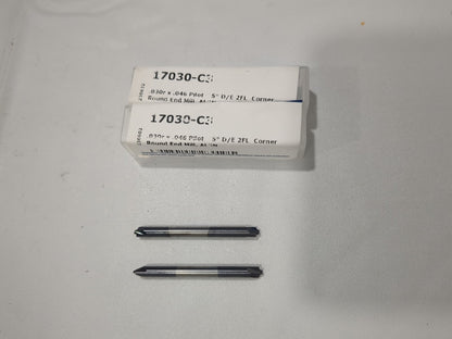 HARVEY TOOL 2pk Corner Rounding End Mills 0.03mm Radius 2 Fl carbide 17030-C3
