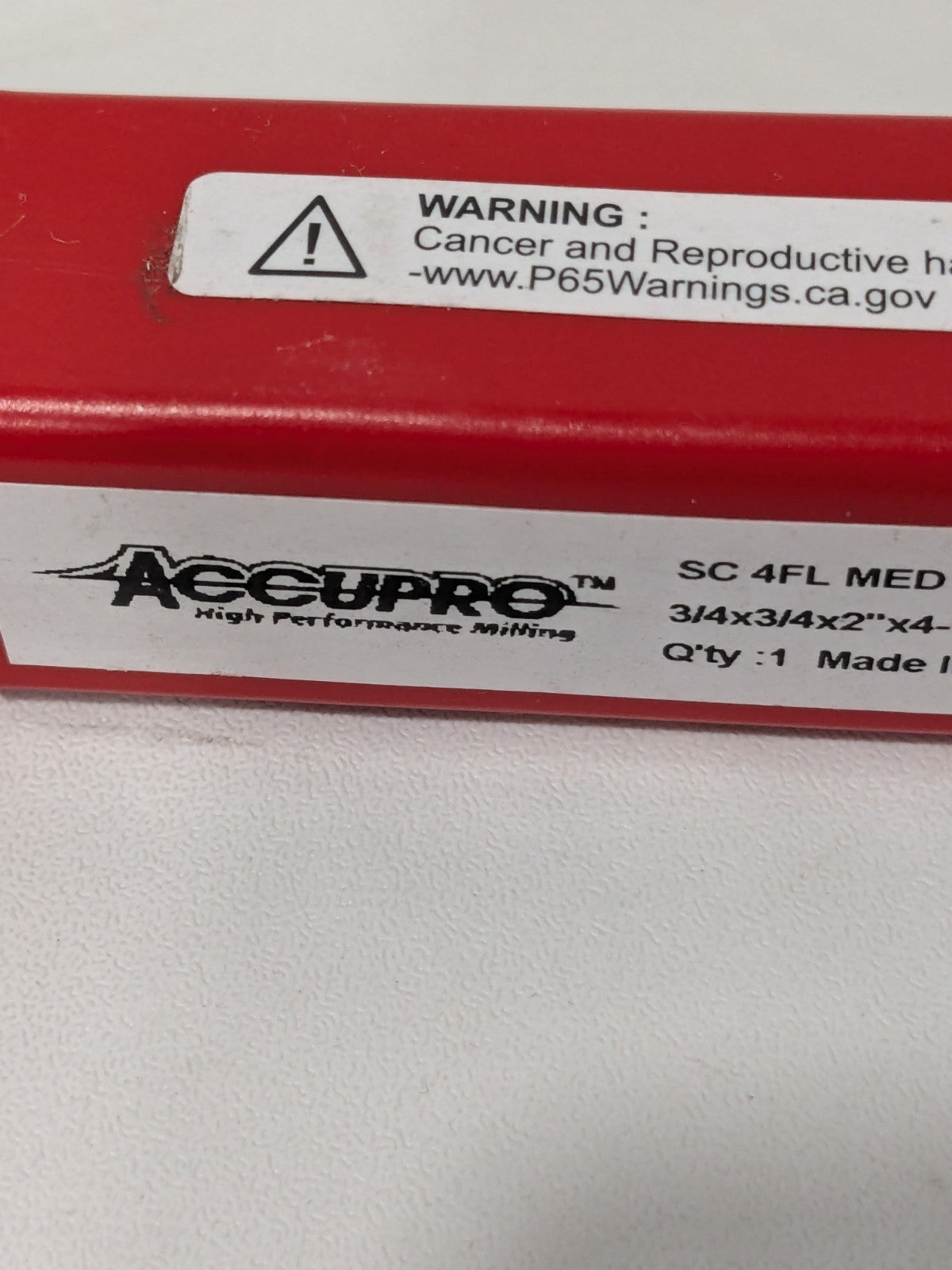 Accupro Square End Mill: 3/4" Dia, 2" LOC 4-1/2" OAL, Solid Carbide 87635942