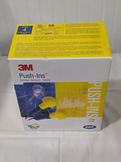 3M Earplug: 28dB, Foam, Round, Push-In Stem, 98 Pairs Corded 7000052745