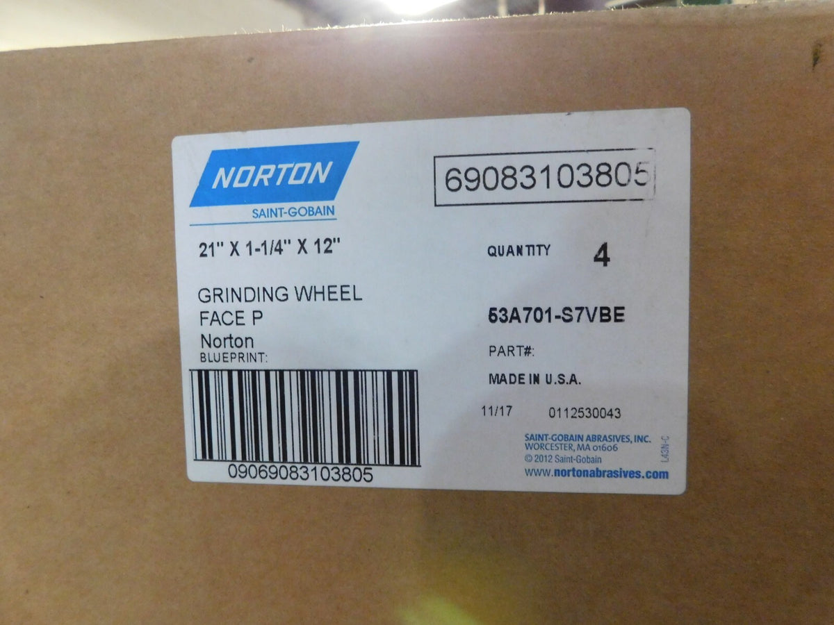 Norton Surface Grinding Wheel 21" Diam x 12" Hole x 1-1/4" Thick