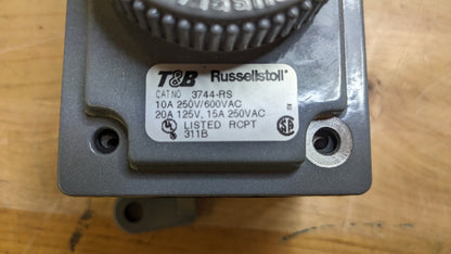 Russellstoll Receptacle 3744-RS 10/15A 125/250/600V 3W 4P New Surplus