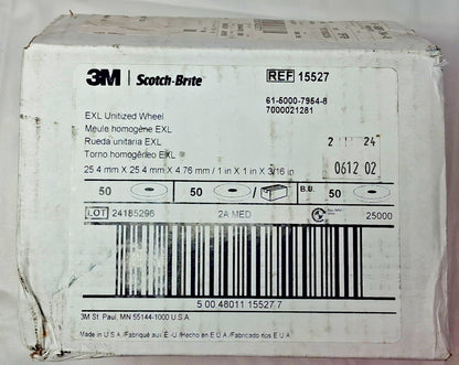 3M Aluminum Oxide Deburring Wheel 1" Dia 1" FW 3/16" QTY50 7000021281