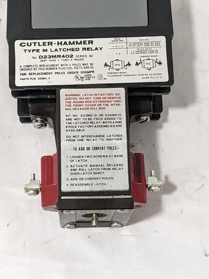 Eaton Cutler Hammer Type M Latched Relay D23MR402A