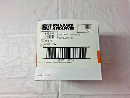 Standard Abrasives Quick-Change Discs QTY 50 Type R 2" Dia 60 Grit 595415