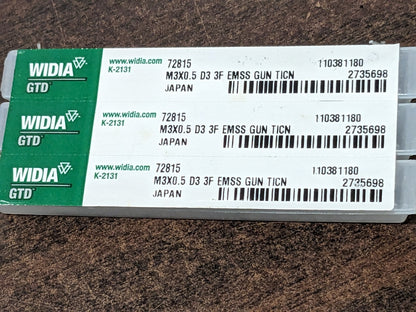GTD Spiral Point Tap 3pk Metric Coarse, 3 Flutes, Vanadium hss 72815