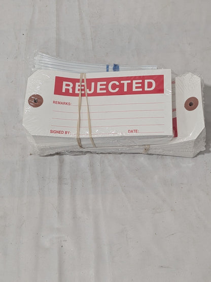 "Rejected" Tag: Rectangle, 2-7/8" High, 6-3/4" Wide, Paperbo