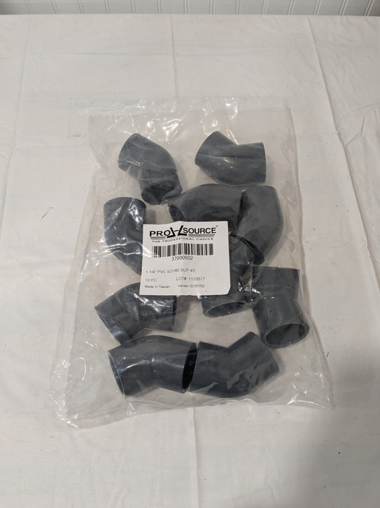 PRO-SOURCE 1-1/4" PVC Plastic Pipe 45° Elbow Pack of 10 37000502