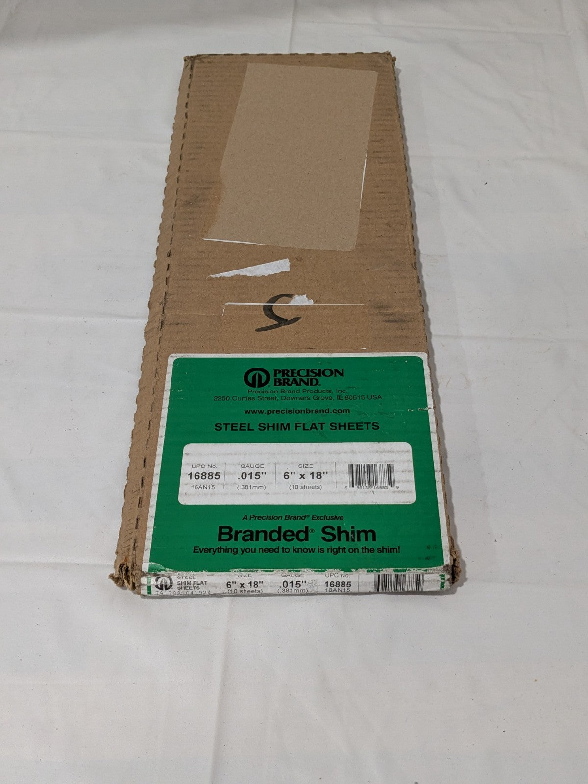 PRECISION BRAND Shim Stock: 0.015'' Thick, 18'' L, 6" W, 1008/1010 Qty 10 16885