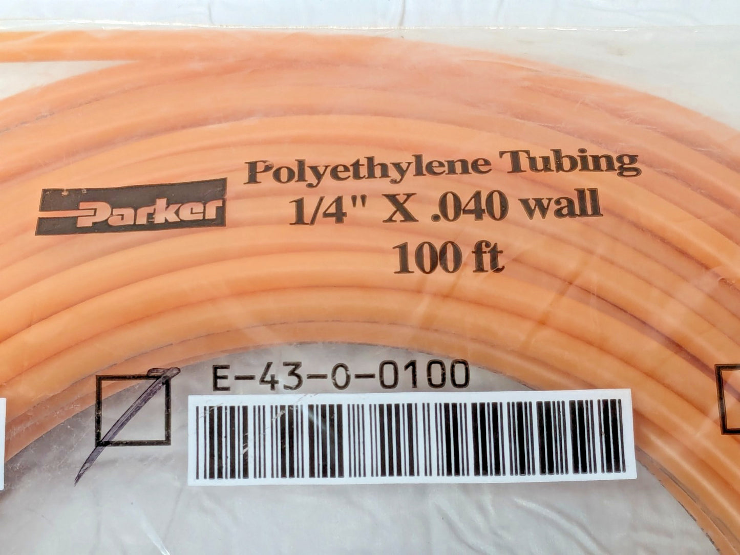 Parker Polyethylene Orange Tubing 1/4" X .040 Wall X 100 Ft E-43-O-0100