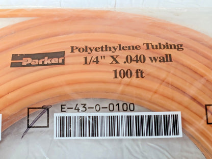 Parker Polyethylene Orange Tubing 1/4" X .040 Wall X 100 Ft E-43-O-0100