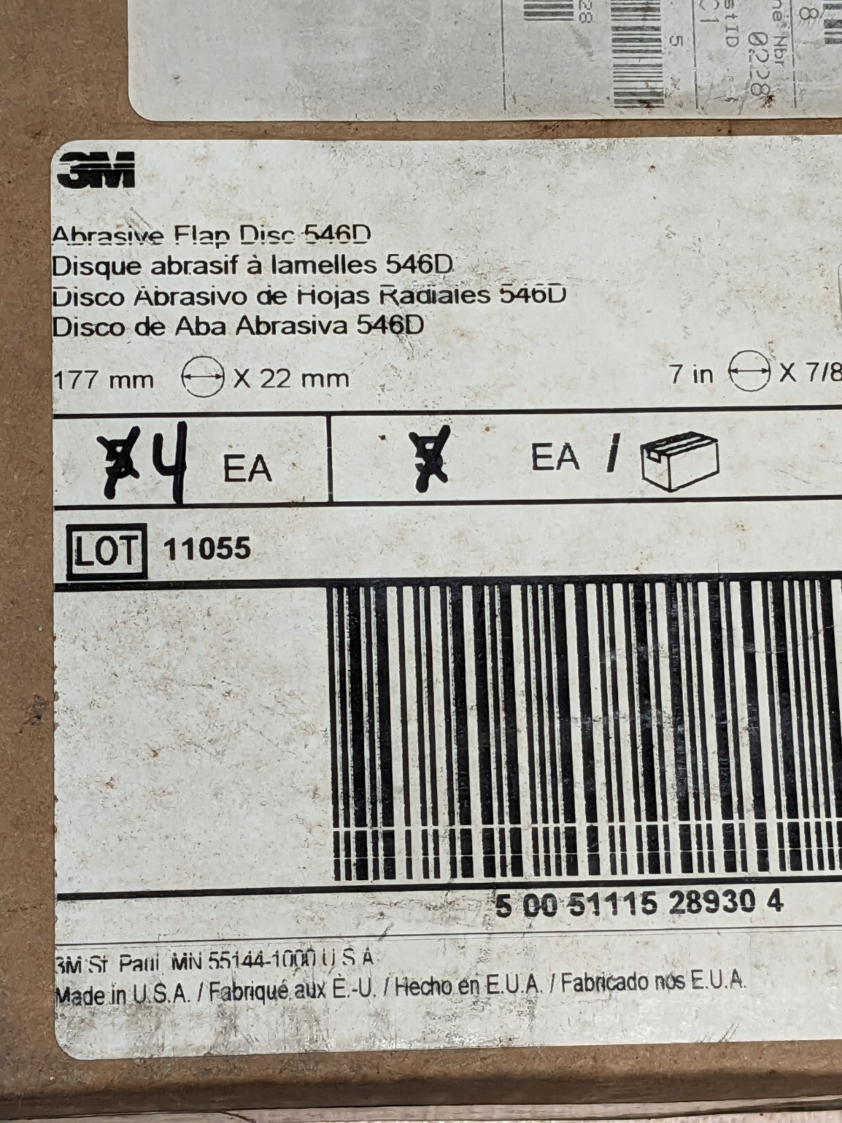 3M Coated Zirconia Alumina Flap Disc 7" Diam x 7/8" Hole QTY 4 28930