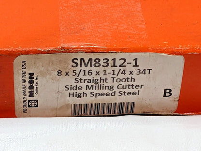 MOON Cutter Side Milling Cutter 8" Diam x 5/16" CW X 1-1/4" Arbor