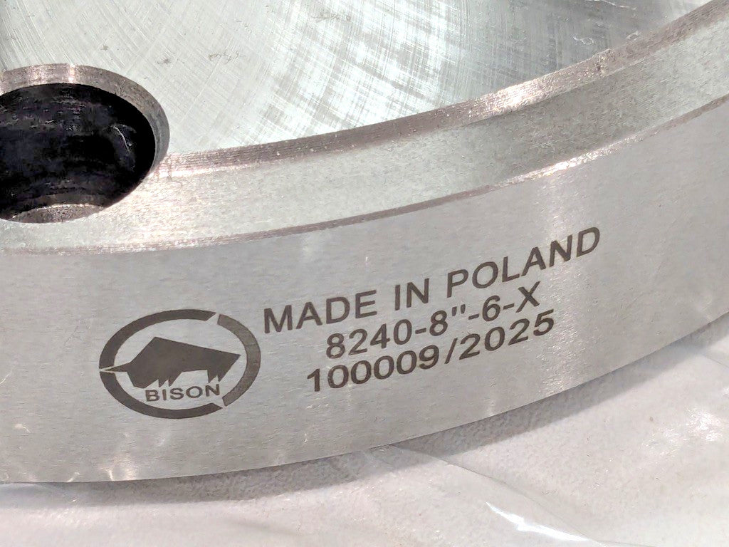 Bison Adapter Back Plate for 8" Diam Chuck D1-6 8240-8"-6-X 7-878-086F