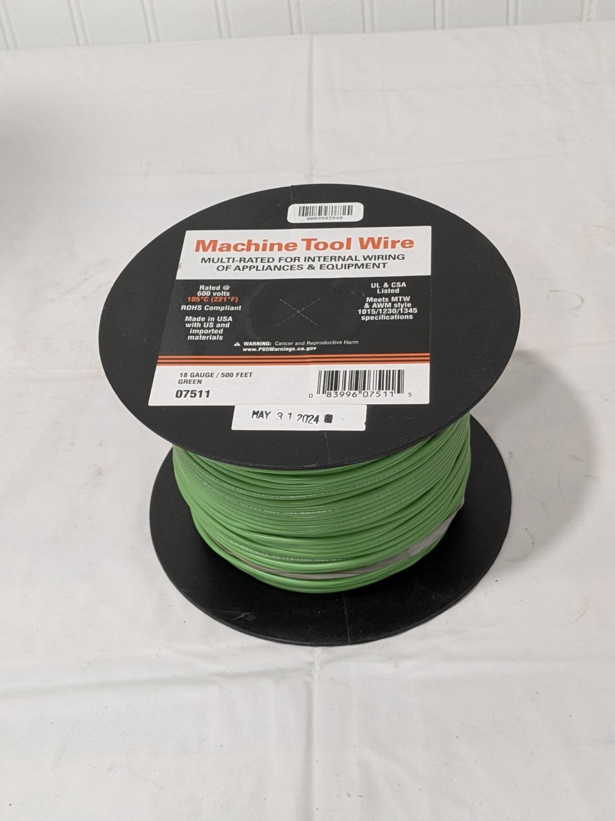 EastPenn Building Wire: 18 AWG, PVC , Stranded Core, 500'L 07511