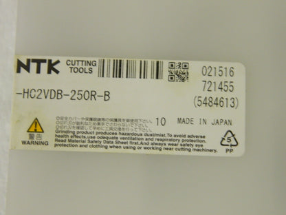 NTK Cutting Tools Carbide Insert HC2VDB-250R-B Box of 10 Inserts 5484613