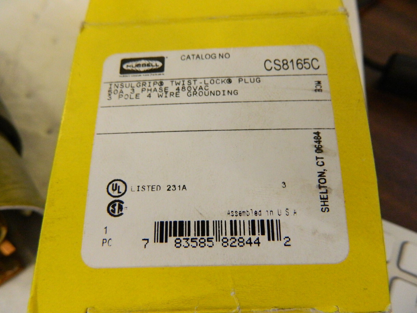 HUBBELL Locking Inlet: Plug, Industrial, Non-NEMA, 480V, Black & White CS8165C