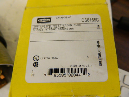 HUBBELL Locking Inlet: Plug, Industrial, Non-NEMA, 480V, Black & White CS8165C