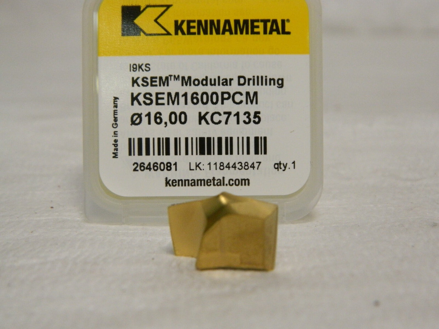 Kennametal Replaceable Drill Tip Series KSEM, 16mm Diam KC7135 150° 2646081