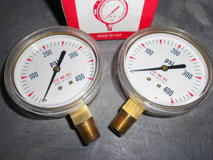 Precision  Pressure Gauges 2-1/2" 0-400psi Steel Lower Mount QTY 2 NTSG59