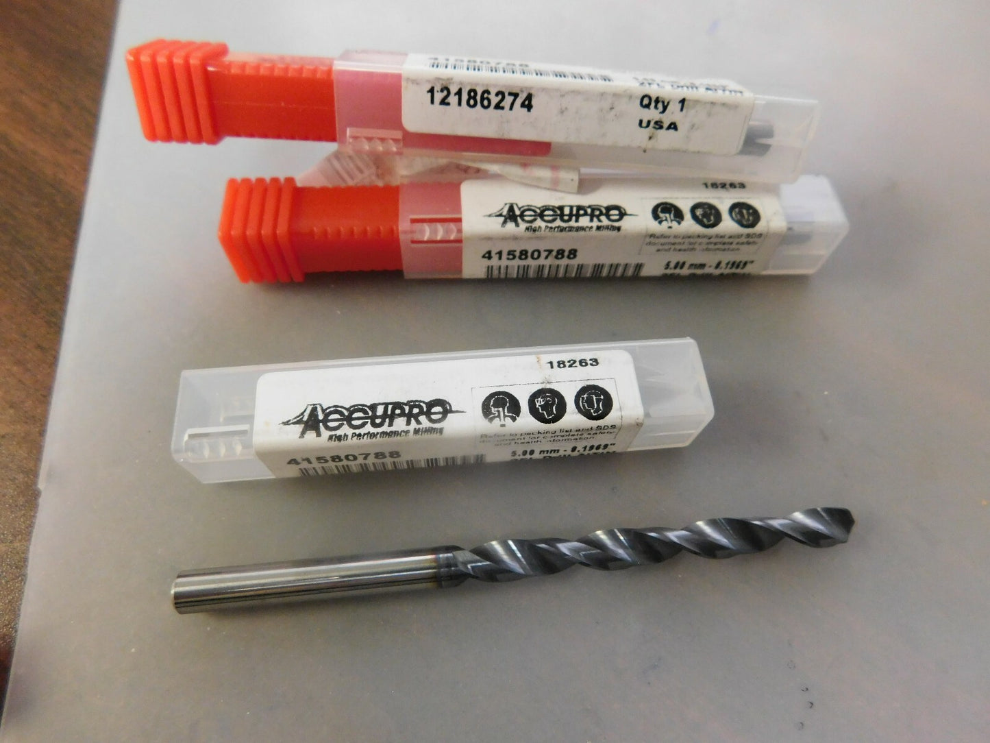 Accupro  5mm 118° Spiral Fl Solid Carb Screw Machine Drill Bit QTY 3 41580788