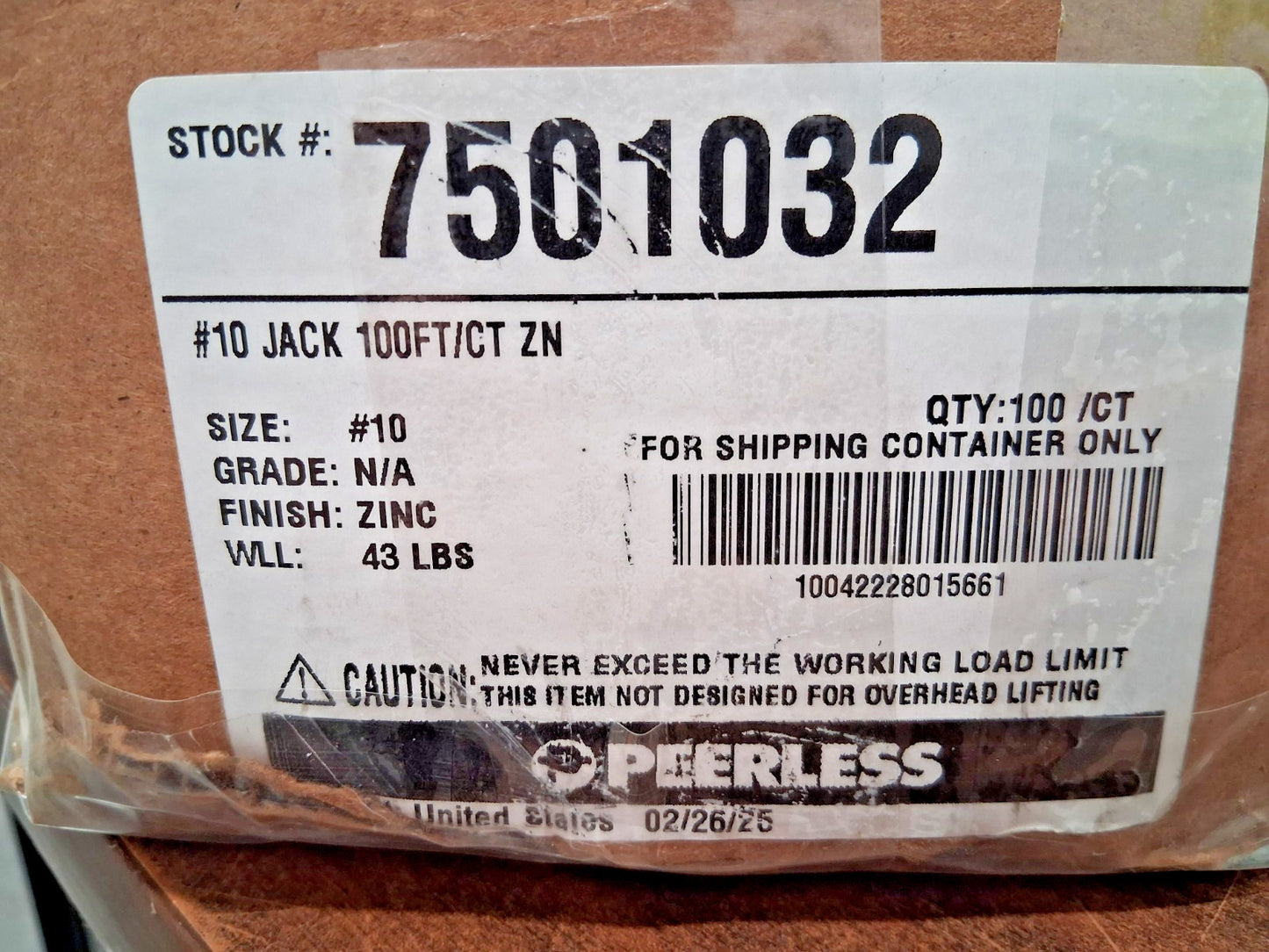 Peerless Chain Single Jack Chain 0.135" Dia 7501032