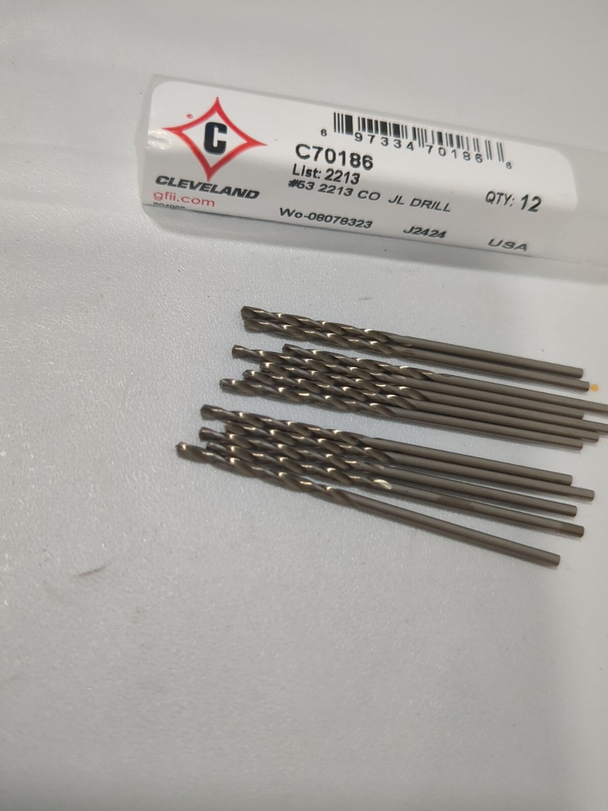 CLEVELAND 12pk Jobber Length Drill Bits #53 0.0595 Dia 135 deg Cobalt C70186
