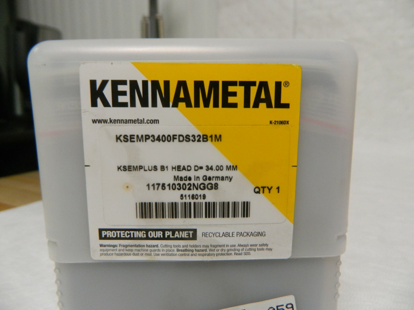 Kennametal Pilot Drill Head KSEMP5200FDS50A1M 34mm Max Diam 5116019