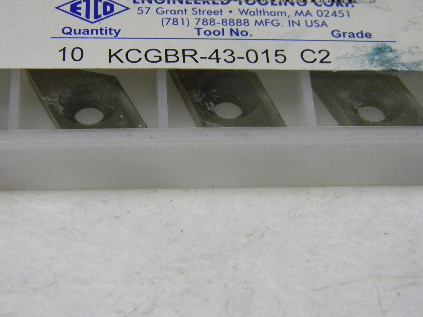 Engineered Tooling Corp Carbide Profiling Inserts KCGBR-43-015 Grade C2  QTY 10