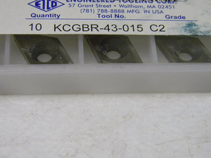 Engineered Tooling Corp Carbide Profiling Inserts KCGBR-43-015 Grade C2  QTY 10