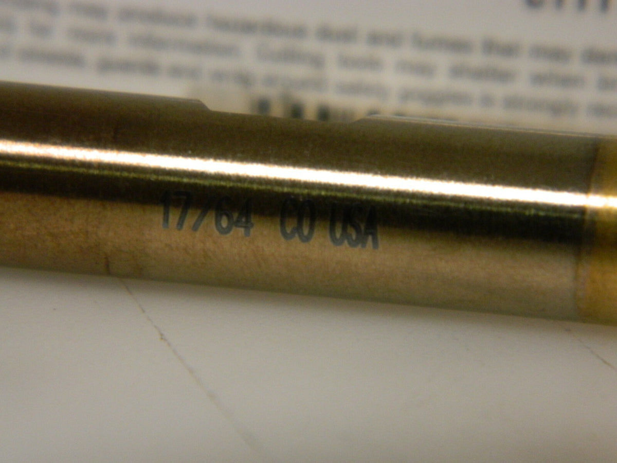 Cleveland Single Square End Mill 17/64" X 9/16" TiN Cobalt 2FL Qty 2 C32506