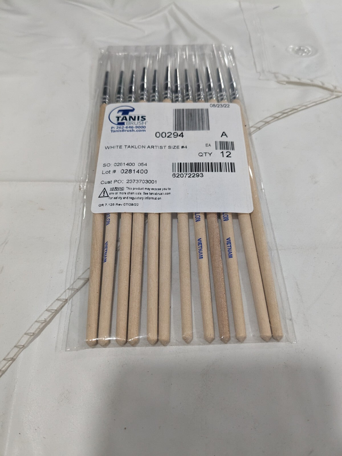 Tanis White Taklon Artist Brush: #4 Industry Size, 1/8" Wide Qty 12 00294