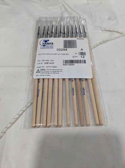Tanis White Taklon Artist Brush: #4 Industry Size, 1/8" Wide Qty 12 00294