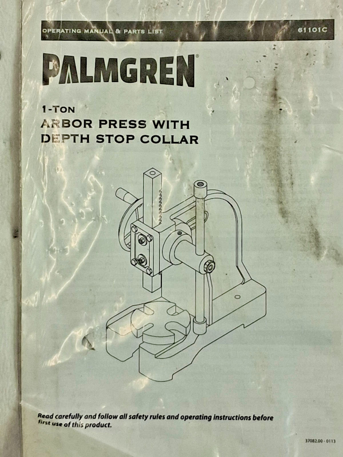Palmgren Arbor Press 1" Ram 4" Throat Depth 1 Ton Pressure 5-1/2" H 9661101