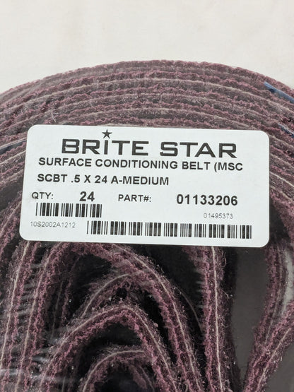 Brite Star Abrasive Belt: 1/2" Wide, 24" OAL, Aluminum Oxide Qty 24 01133206