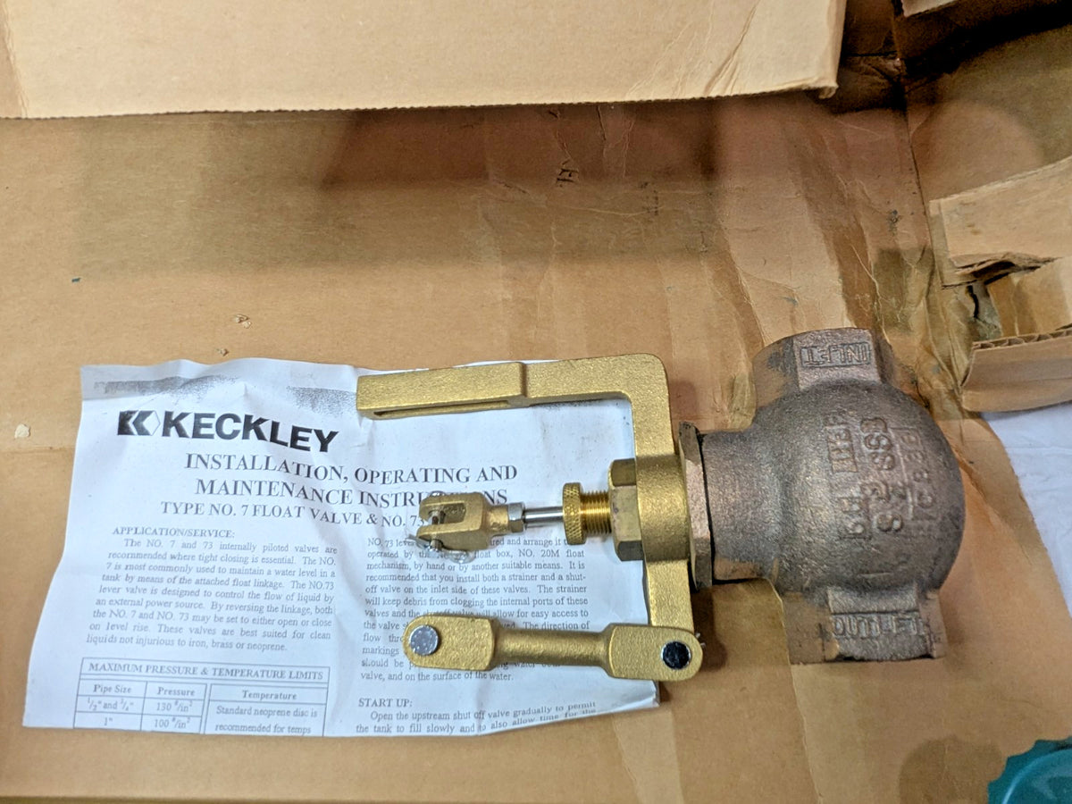 Keckley Type 7 Single Seat Float Valve Bronze Body & Bronze Trim 3/4 27 SG-BBBT