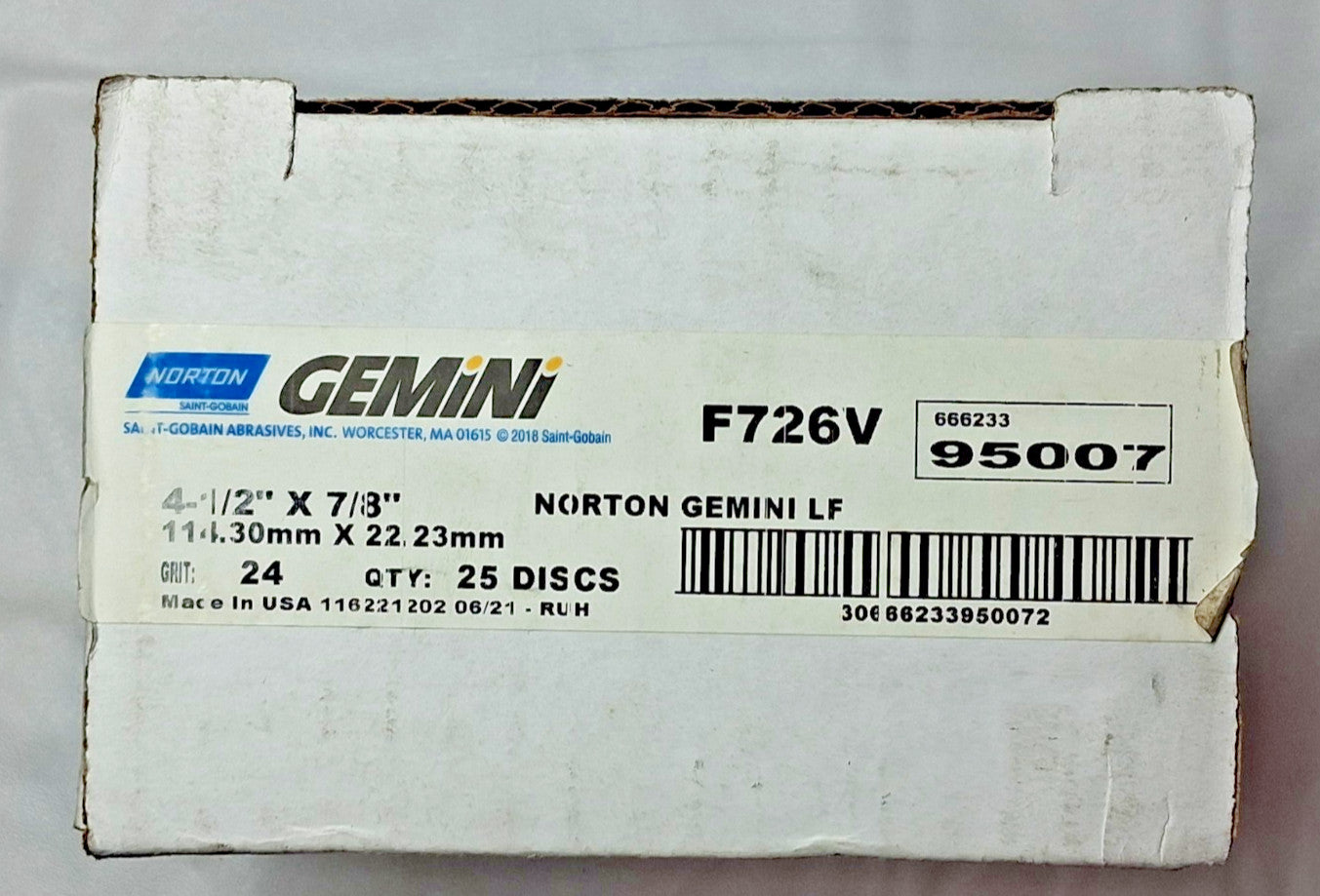 Norton Aluminum Oxide Ceramic Blend Fiber Grinding Disc QTY25 66623395007
