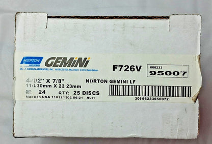 Norton Aluminum Oxide Ceramic Blend Fiber Grinding Disc QTY25 66623395007