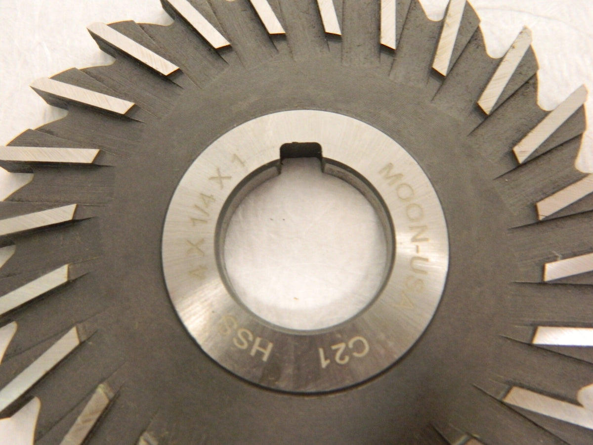 Moon Cutter 4" Diam x 1/4" Face Width Straight Tooth Side Milling Cutter SM4250