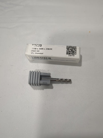 HARVEY TOOL Corner Radius End Mill: 1/8" Dia 4 Fl Solid Carbide 32430