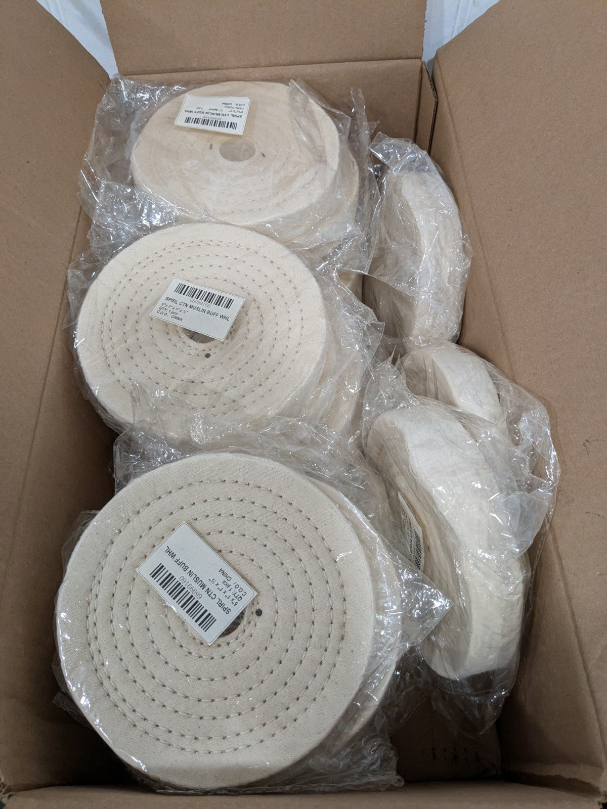 Unmounted Buffing Wheel: 6"X1"X1", 80 Ply Box of 20 66999160