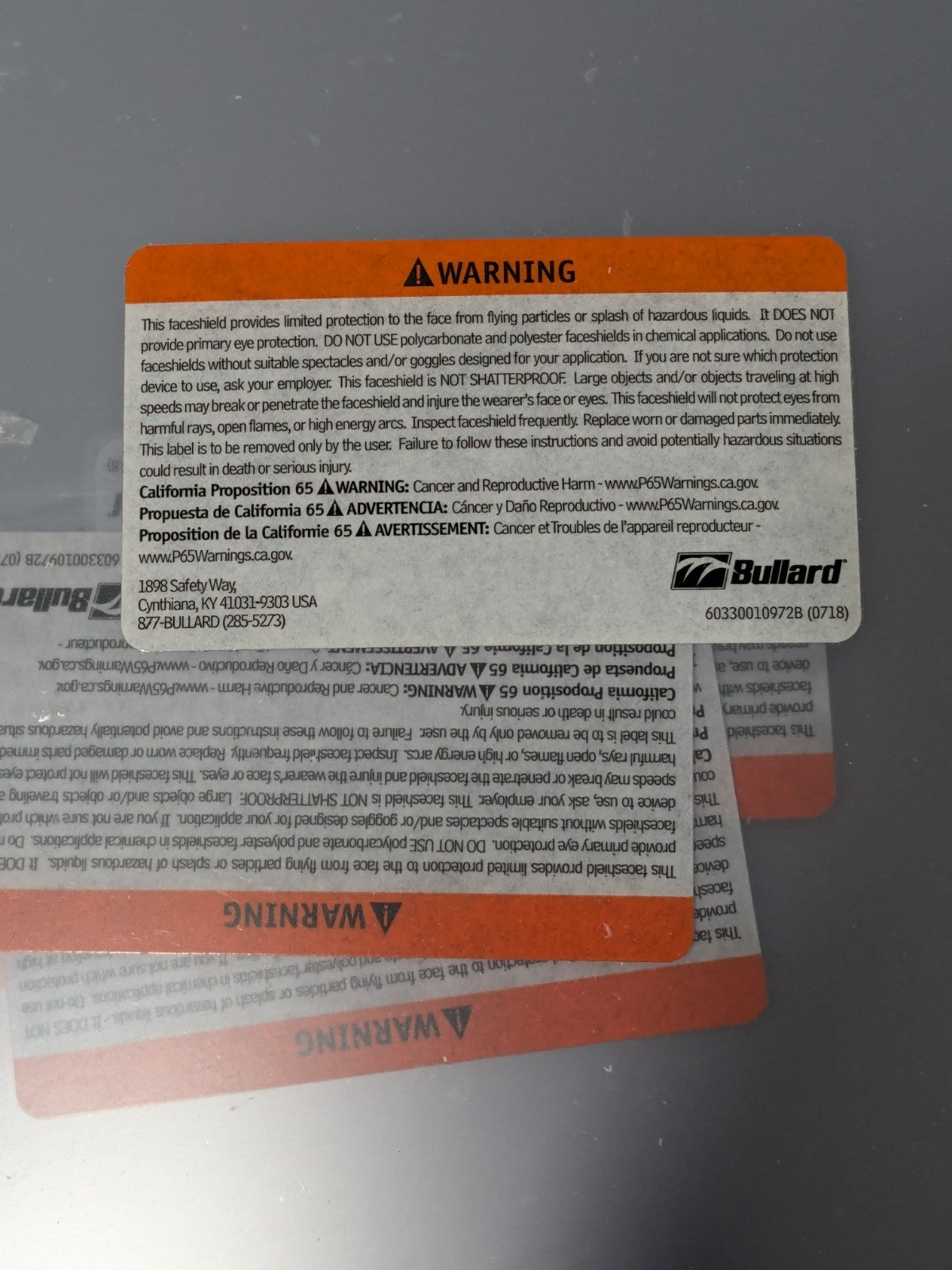 Bullard Clear Multi-fit Acetate Visor 8" High, 0.04" Thick Box of 50 840M